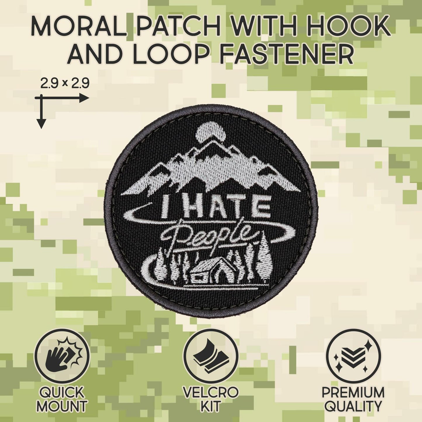 Funny Tactical Morale Patch "I Hate People" for Jackets, Bags, Gear