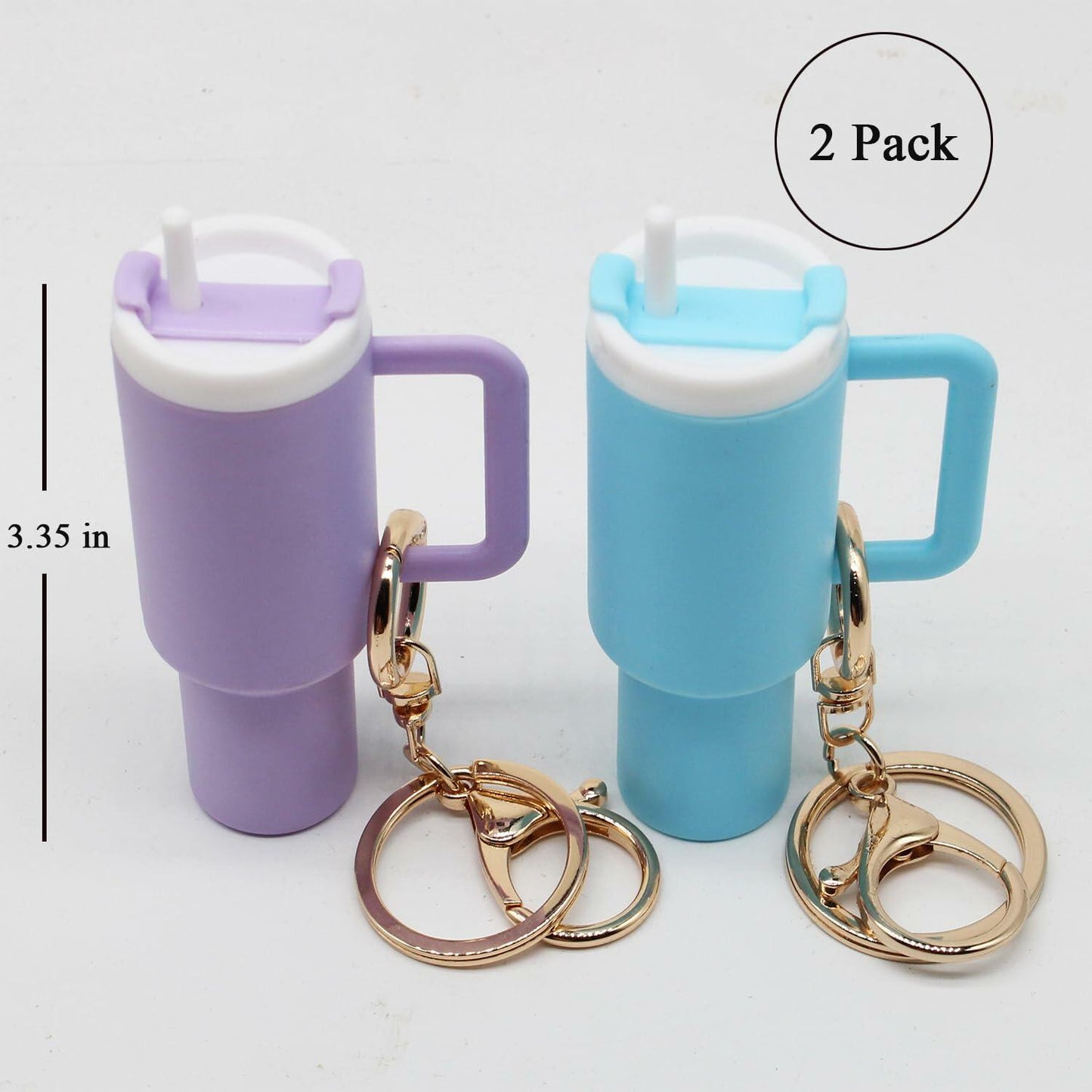 Wabogove Mini Tumbler Keychain 2 Pack Cute Cup Charms for Bags Purple+Blue