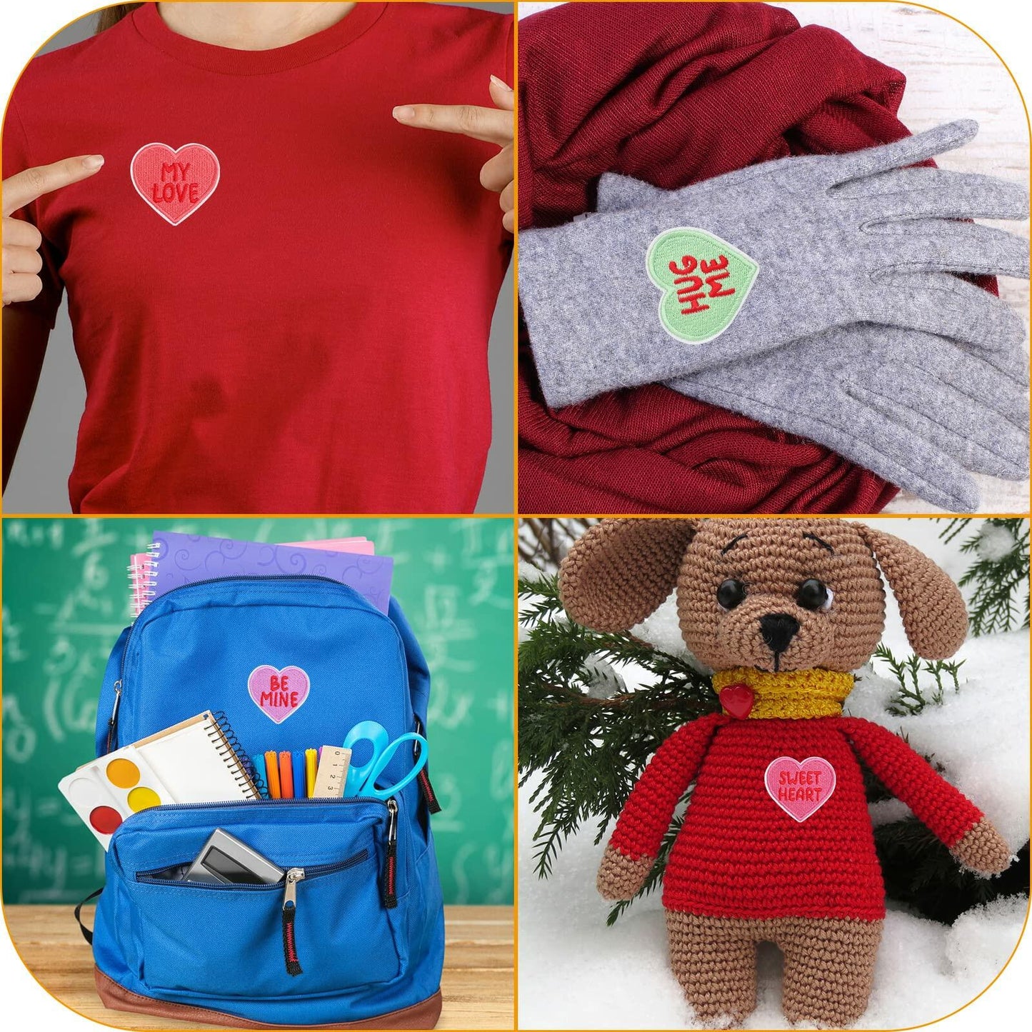 8 Heart-Shaped Embroidered Patches Sew-On DIY Applique for Jeans & Dress