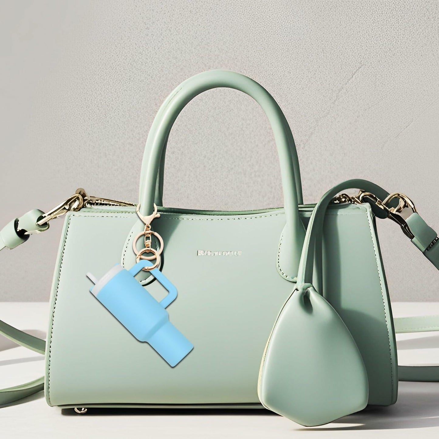 Wabogove Mini Tumbler Keychain 2 Pack Cute Cup Charms for Bags Purple+Blue