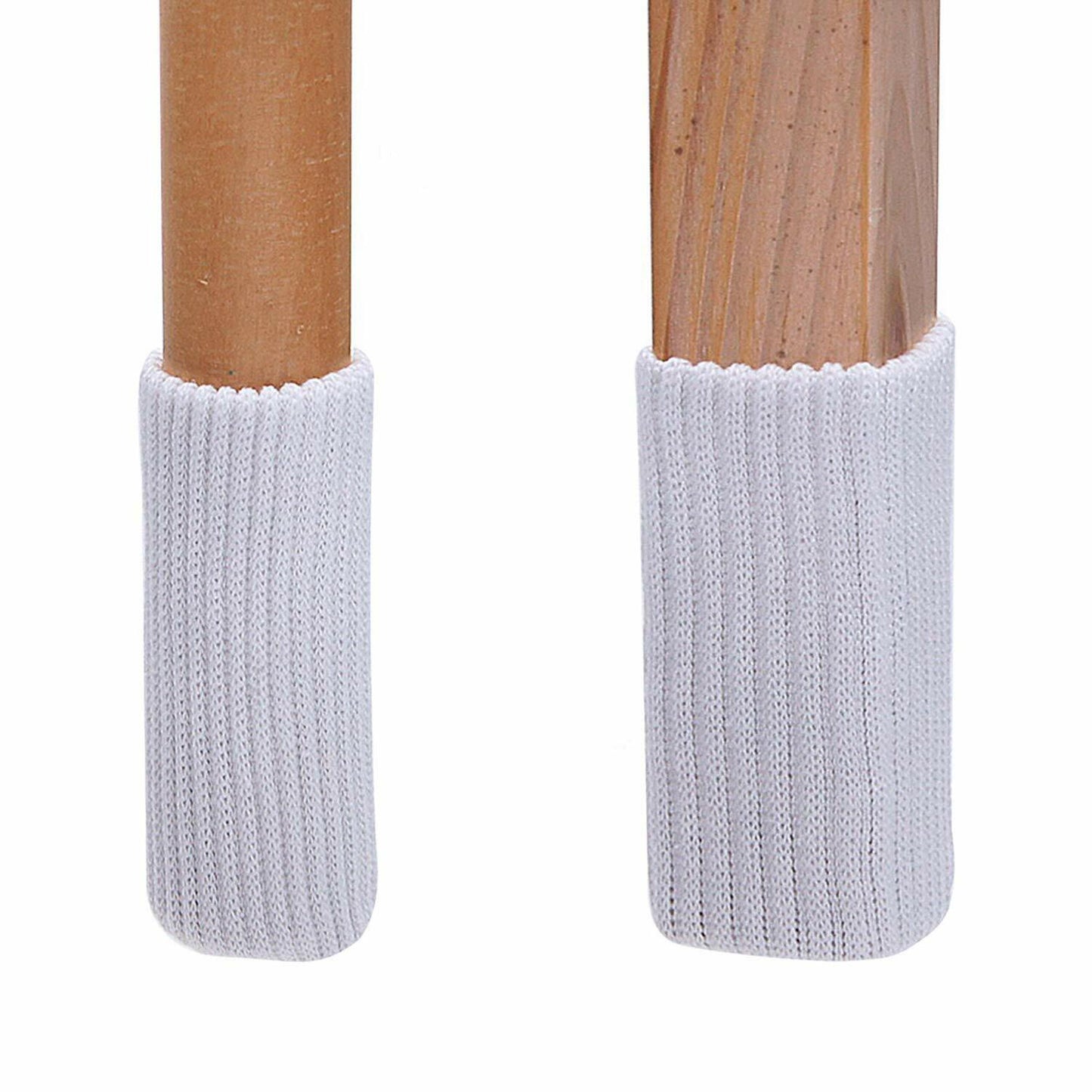 16 White Knitting Wool Chair Leg Socks Furniture Floor Protectors TEKEFT