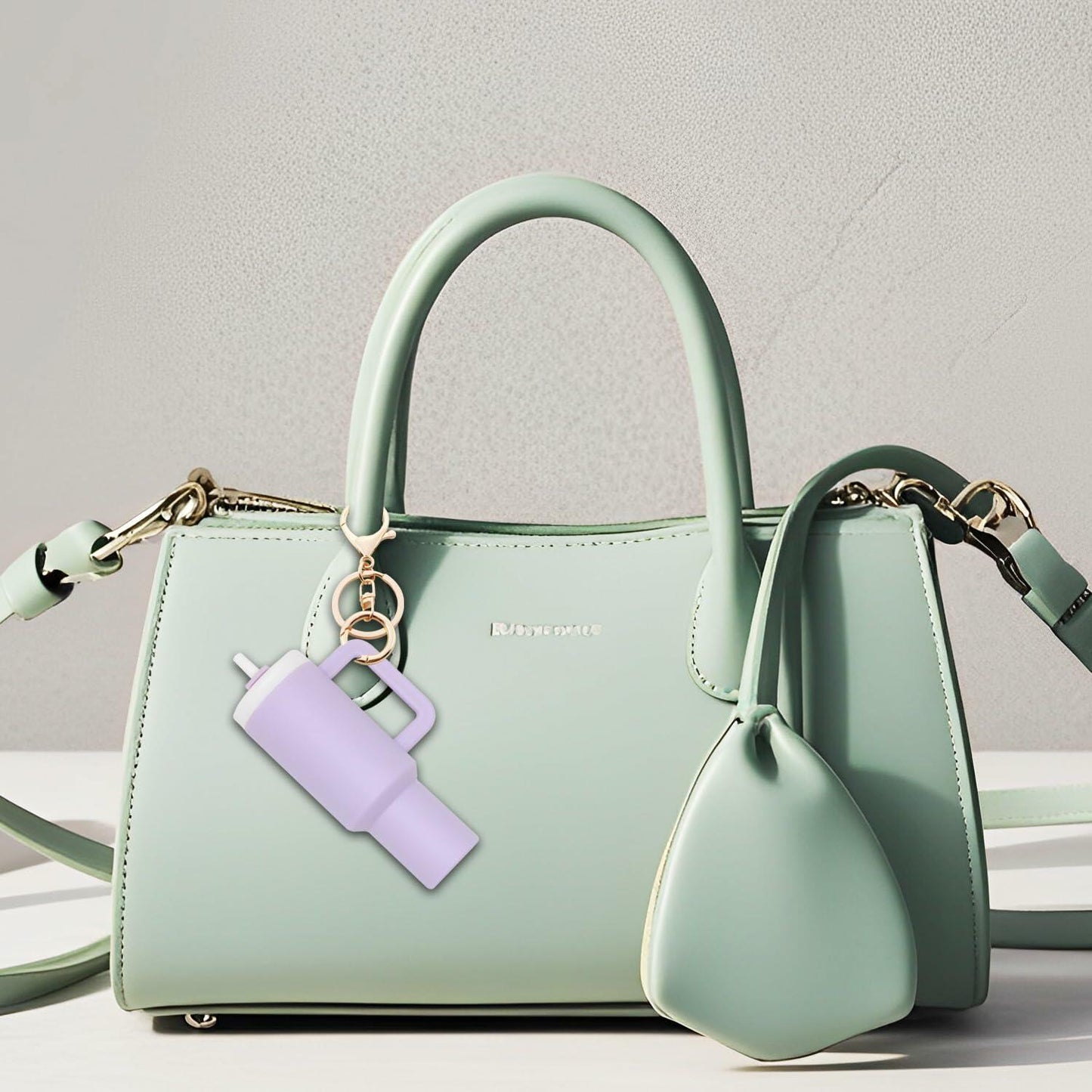 Wabogove Mini Tumbler Keychain 2 Pack Cute Cup Charms for Bags Purple+Blue