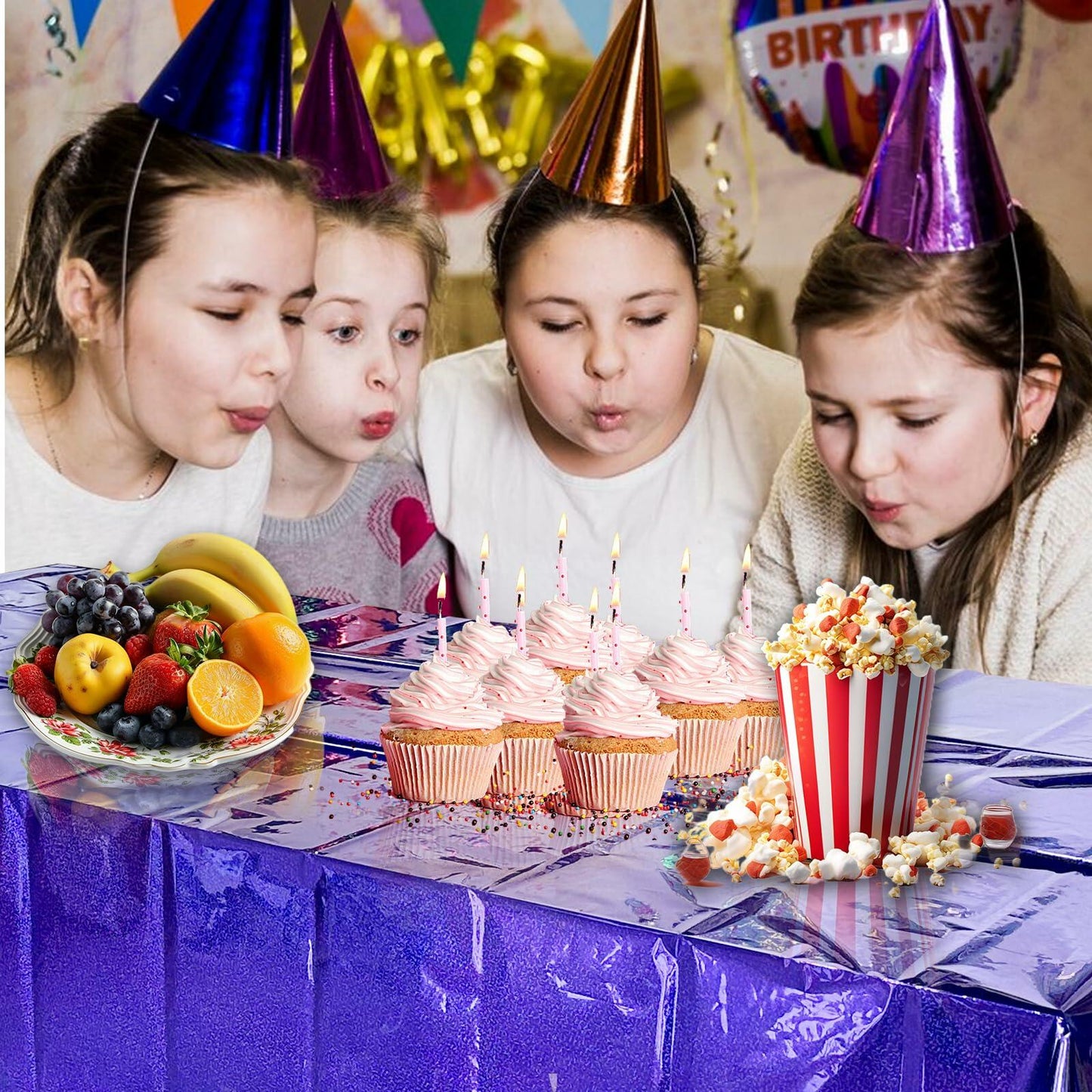 JXPARTYY Iridescent Plastic Tablecloths 4 Pack 54x108 Disposable Party Yellow