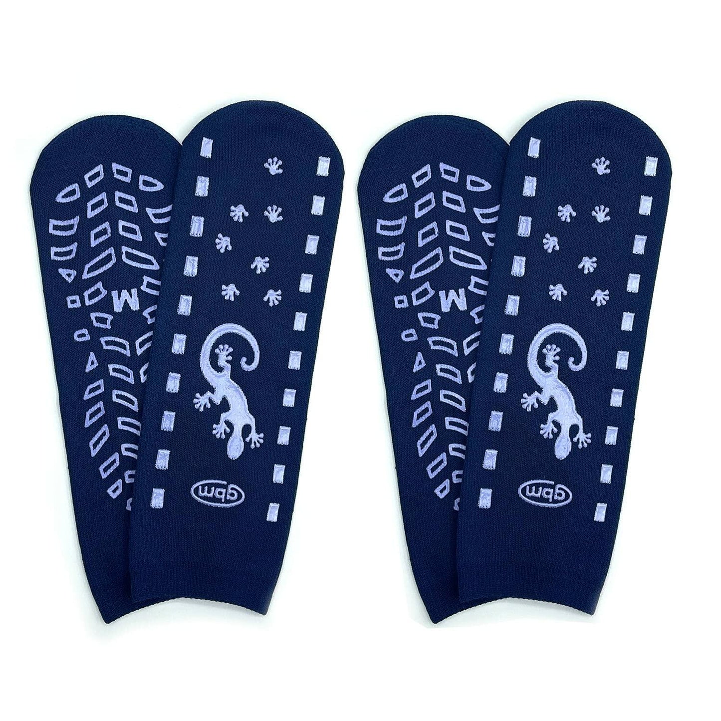GBM Geckos - Plush Double Tread Non-Slip Safety Socks 2-PACK (Navy Blue, Medium)