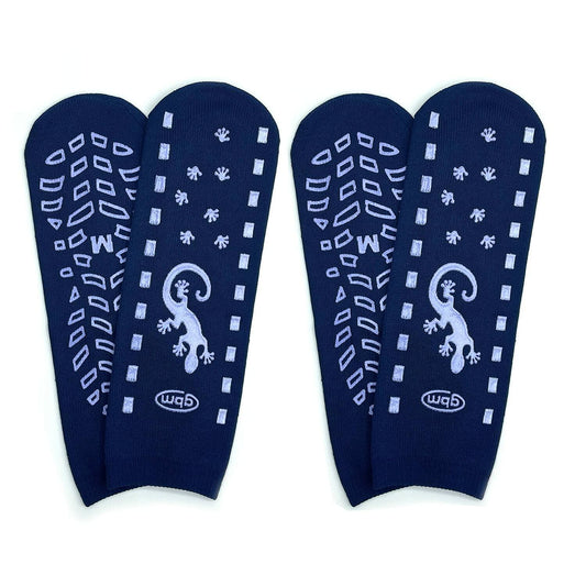 GBM Geckos - Plush Double Tread Non-Slip Safety Socks 2-PACK (Navy Blue, Medium)
