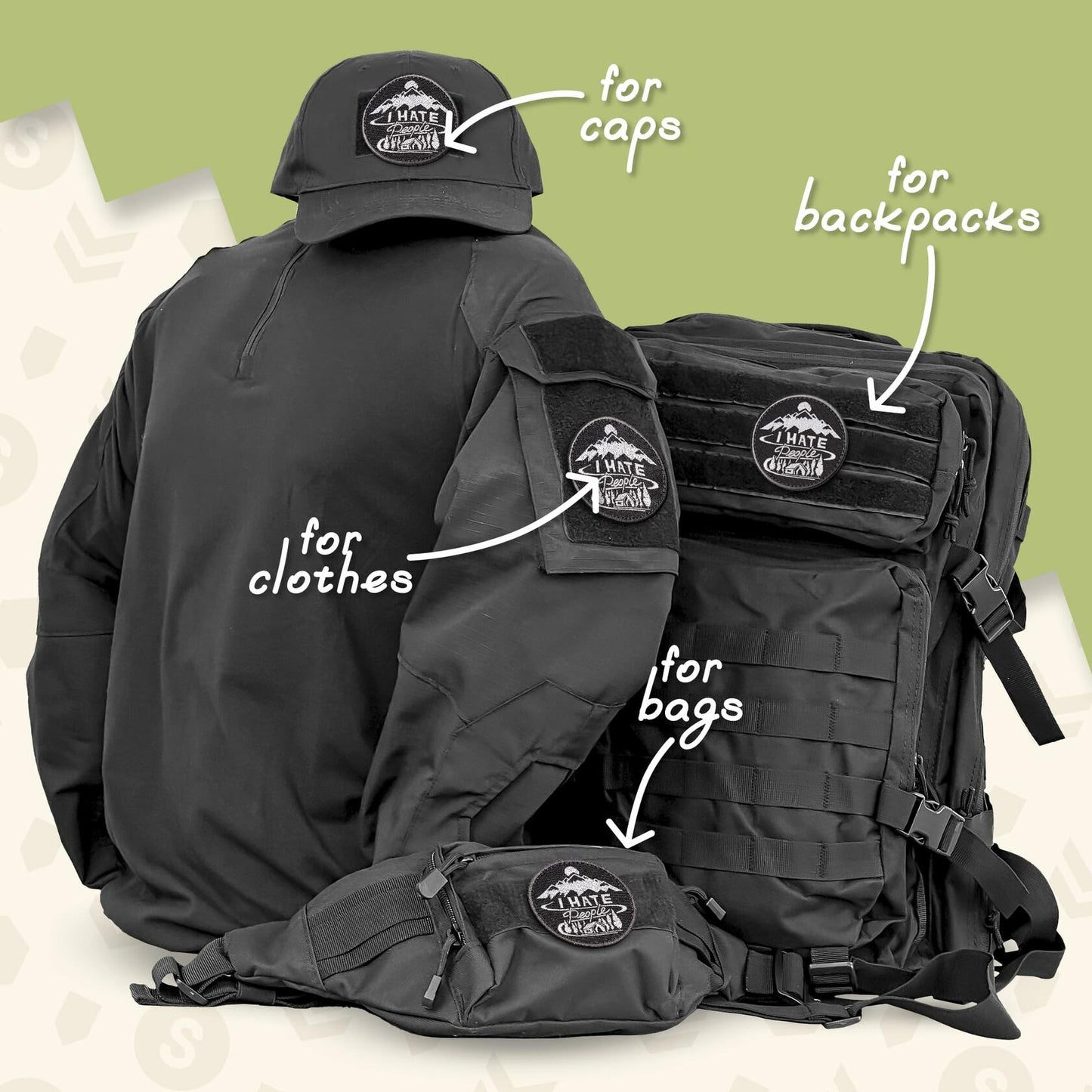 Funny Tactical Morale Patch "I Hate People" for Jackets, Bags, Gear