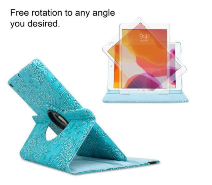 iPad Pro 12.9" 6th Gen Case with Rotating Stand & Auto Sleep/Wake – Blue Flowers