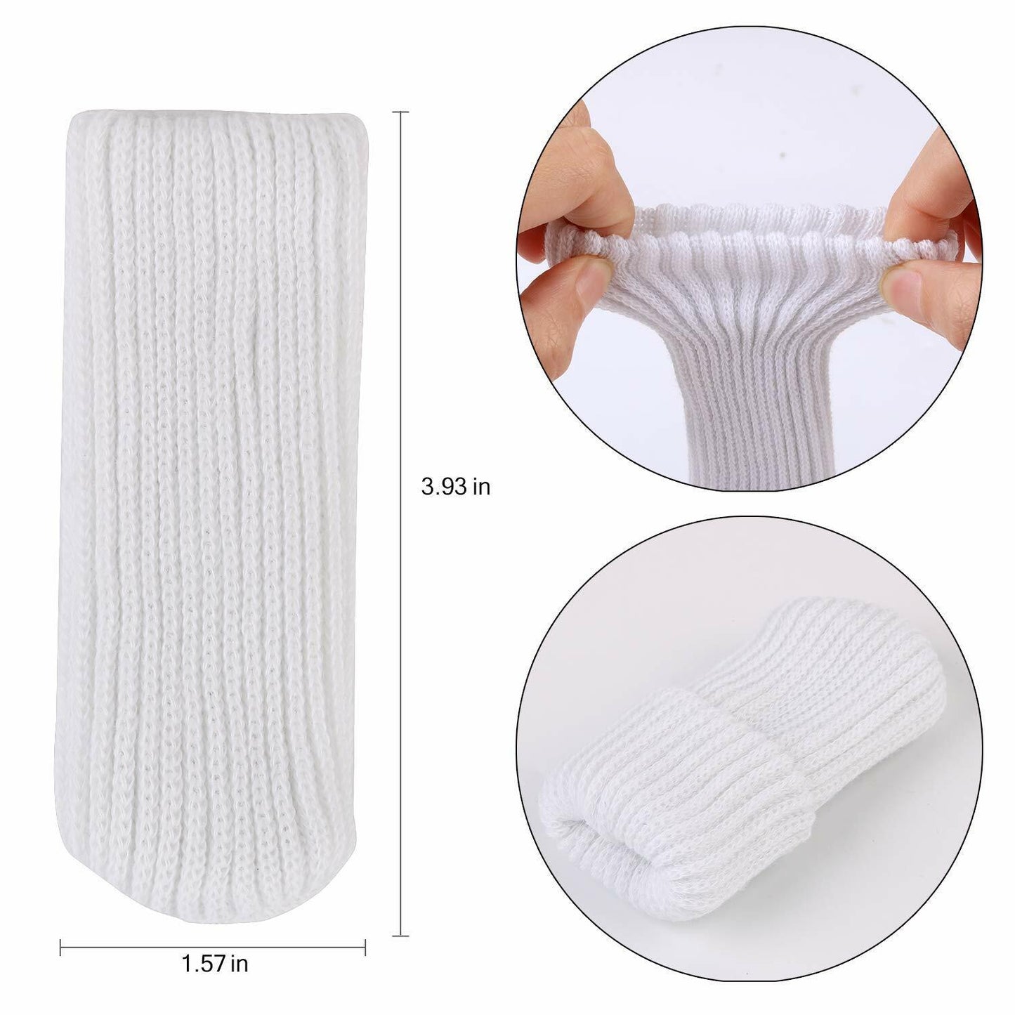 16 White Knitting Wool Chair Leg Socks Furniture Floor Protectors TEKEFT