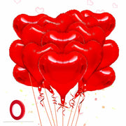 30 Pcs 18" Red Heart Foil Balloons w/ Ribbon for Party & Wedding