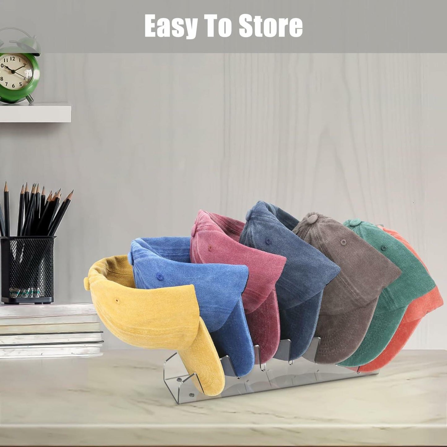 Hokisei Acrylic Hat Stand 2 Pack, No-Install Organizer for 12 Baseball Caps