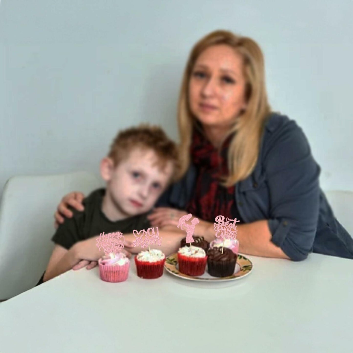 Gyufise 24-Pack Pink Mother’s Day Cupcake Toppers Love You Mom Cake Picks