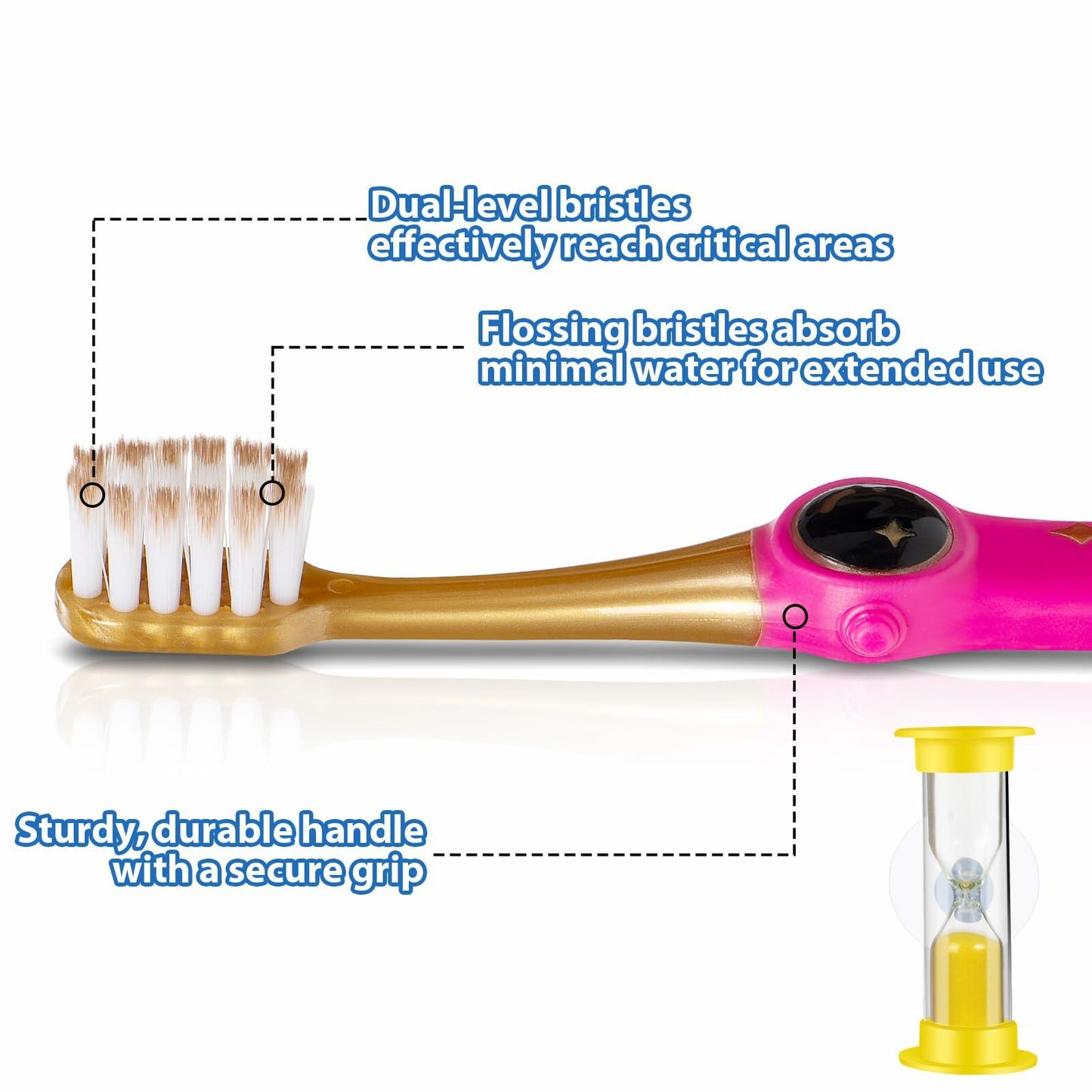 PRASBURR Toddler Toothbrush 4-Pack Galactic Adventures Soft Bristles Age 2-4+