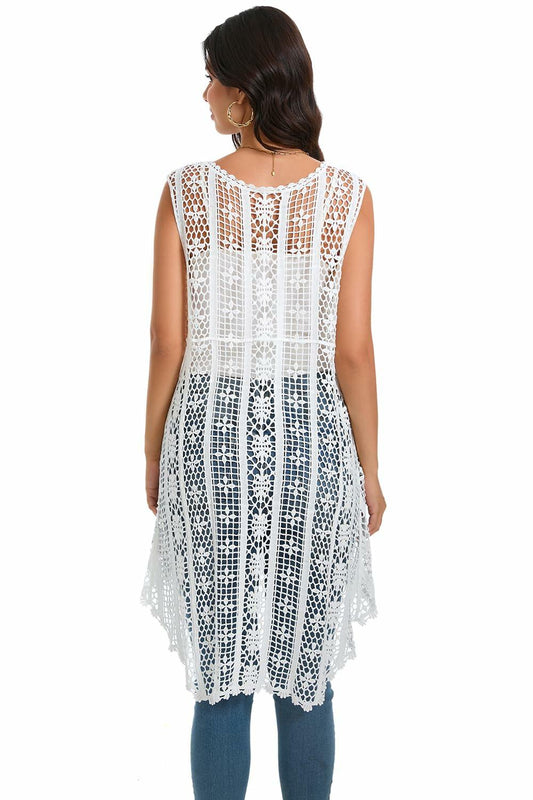 Cefulnel Women’s Crochet Vest Boho Hollow Lace Floral Sleeveless Cardigan