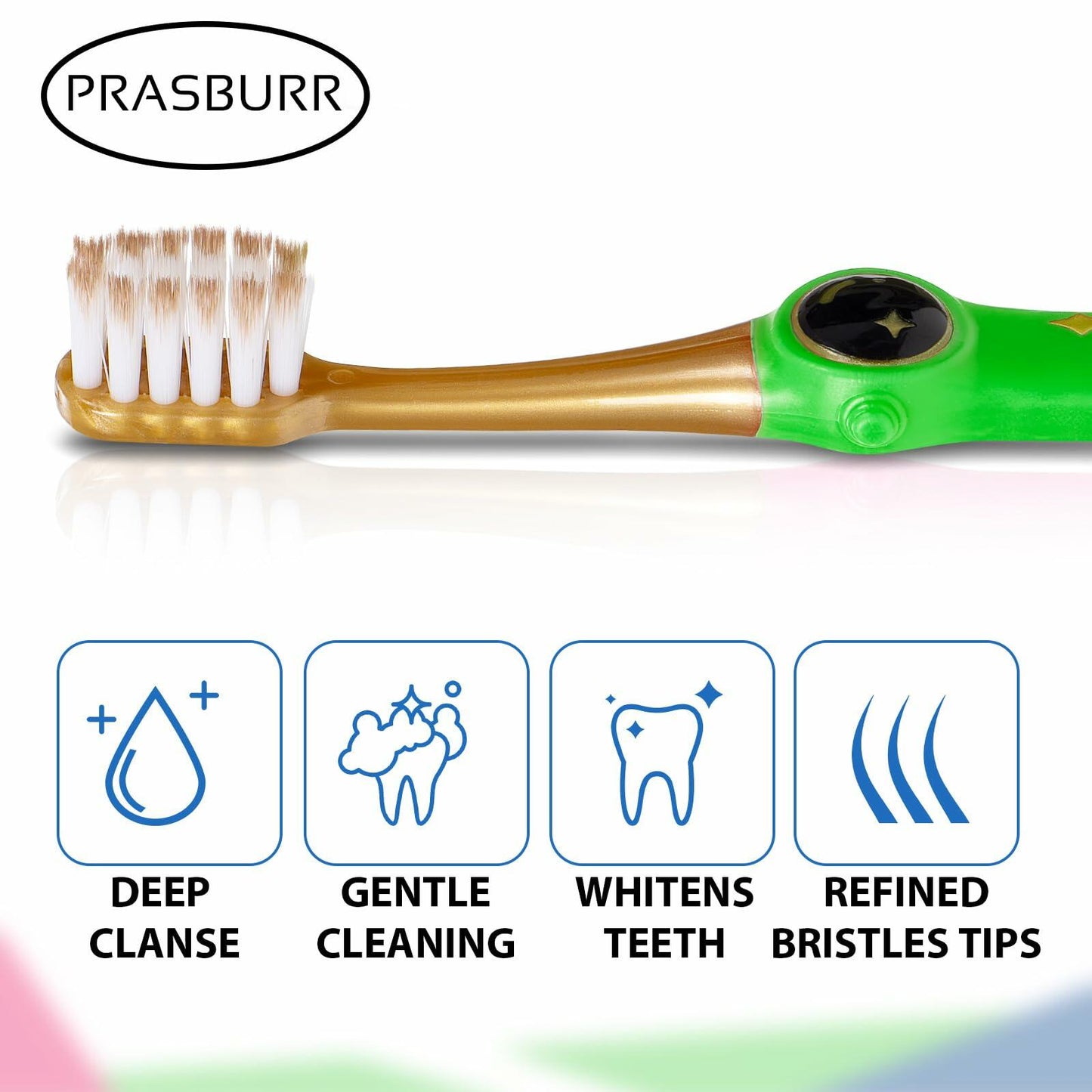 PRASBURR Toddler Toothbrush 4-Pack Galactic Adventures Soft Bristles Age 2-4+