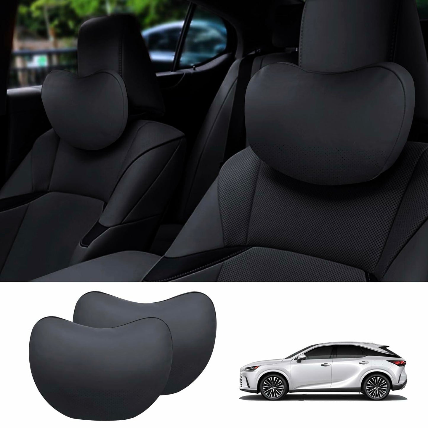 Treesiche Luxury Nappa Leather Car Headrest Pillow – Soft Ergonomic Cushion