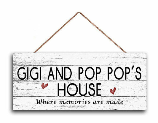GUQFF New Sign Gigi and POP Pop's House Sign, Where Memories are Made,