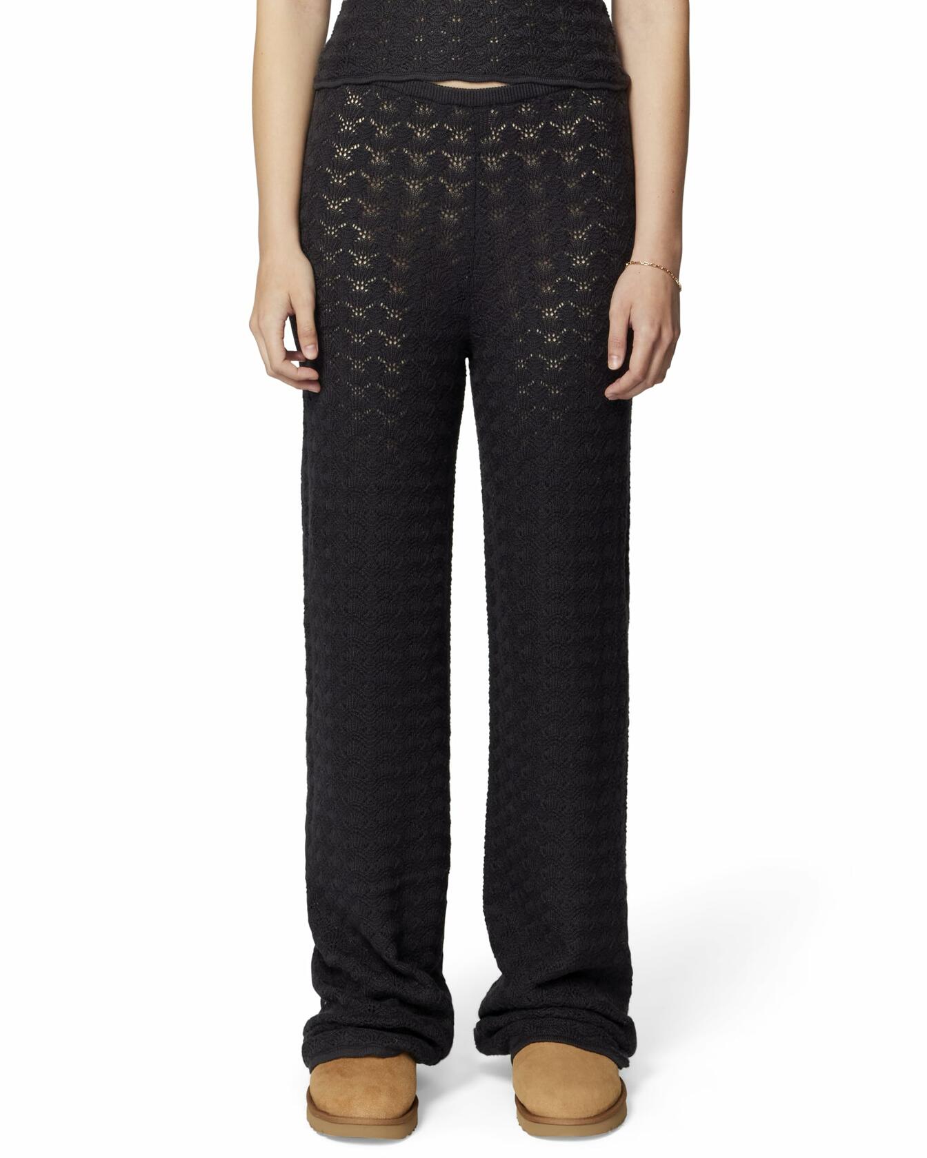 florence by mills Women's Le Pointelle Wide Leg Pant, Black, Large