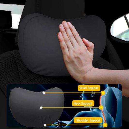 Treesiche Luxury Nappa Leather Car Headrest Pillow – Soft Ergonomic Cushion