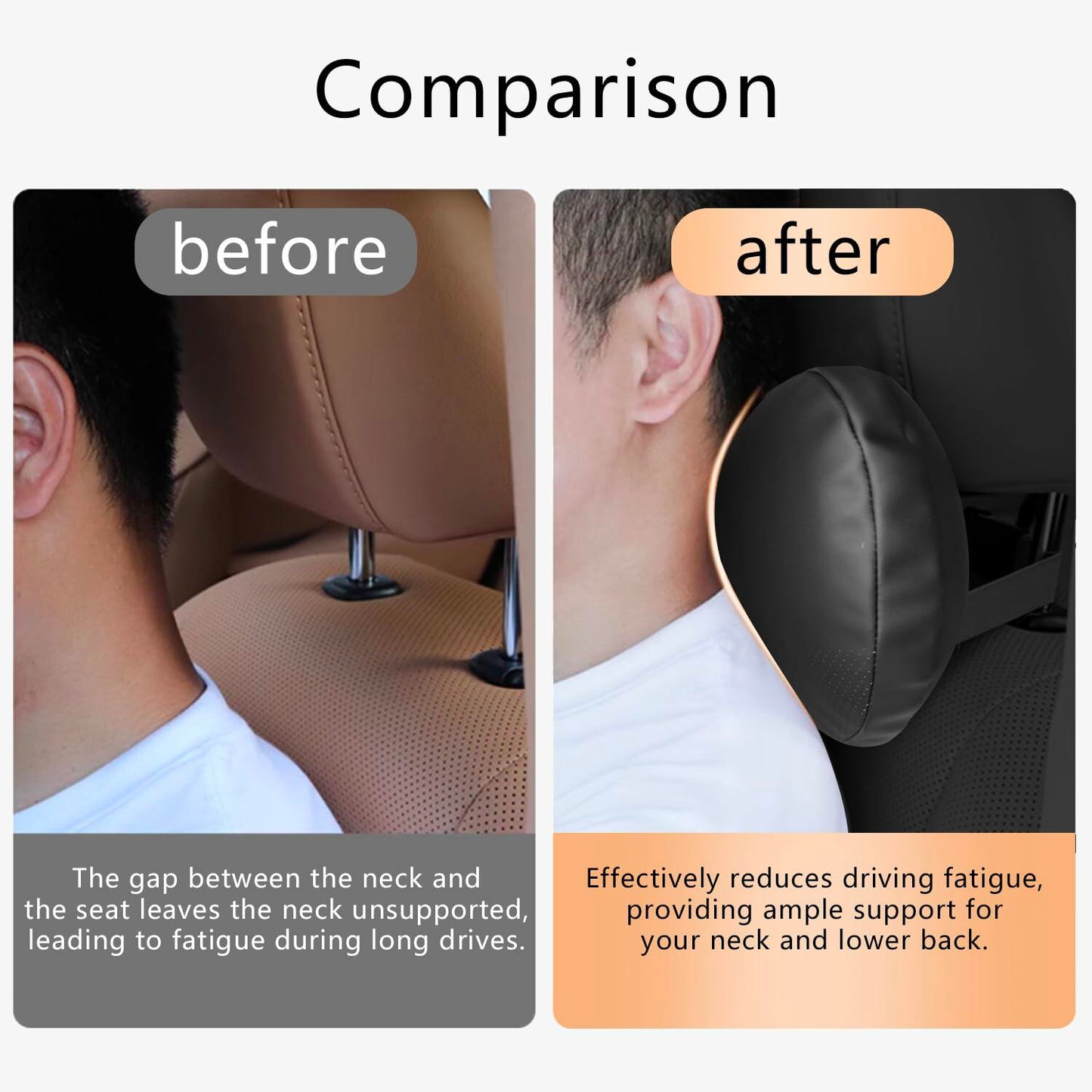 Treesiche Luxury Nappa Leather Car Headrest Pillow – Soft Ergonomic Cushion