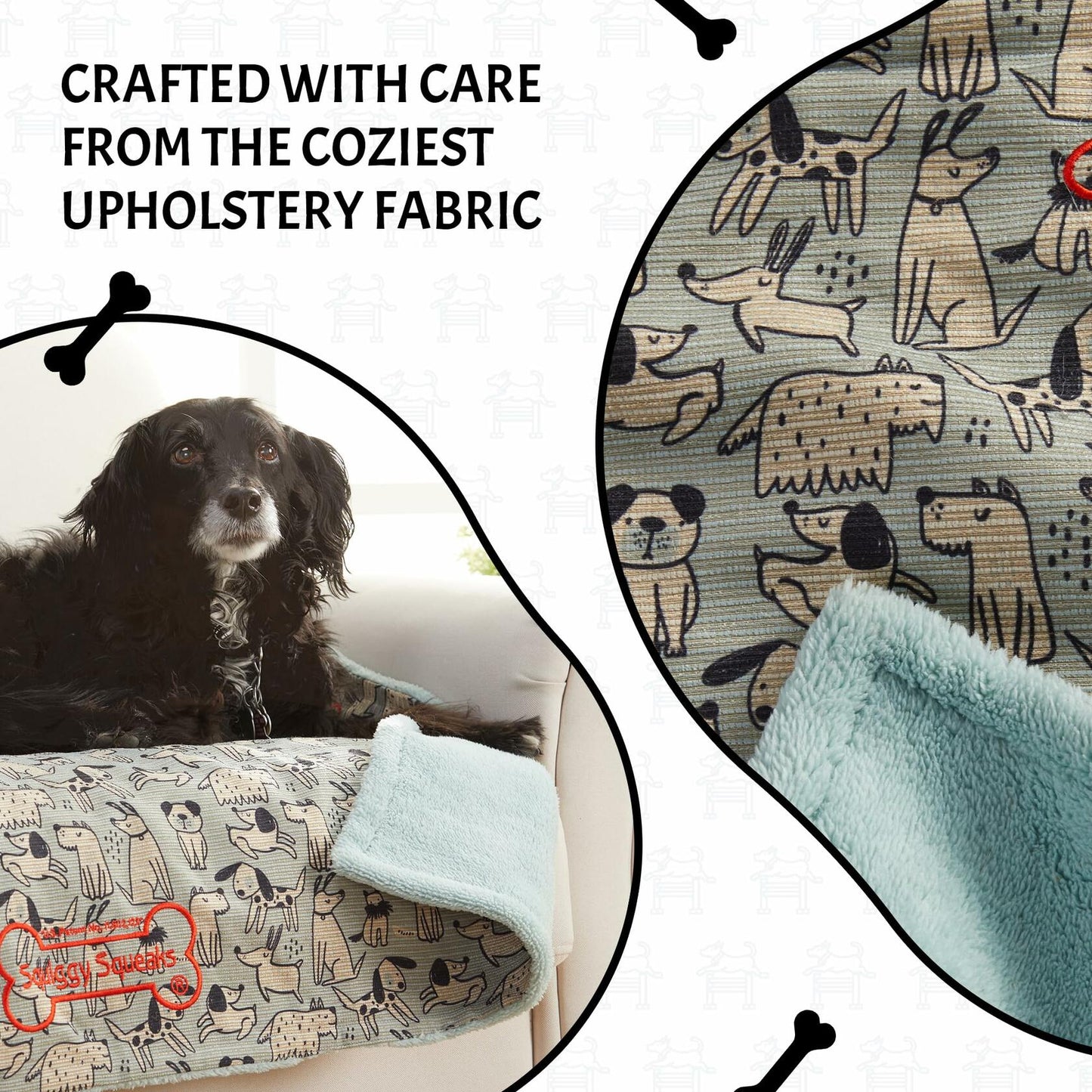 Squiggy Squeaks Dog & Cat Sleep Play Blanket Squeaky Toy 22x27in Blue/Green