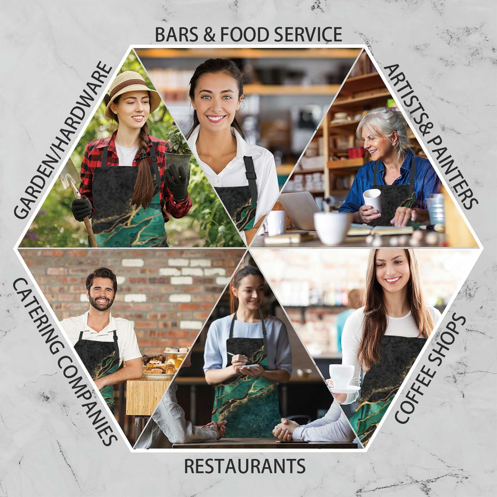 Cute Fox Cooking Apron Waterproof Bib Apron Adjustable Neck 2 Pockets