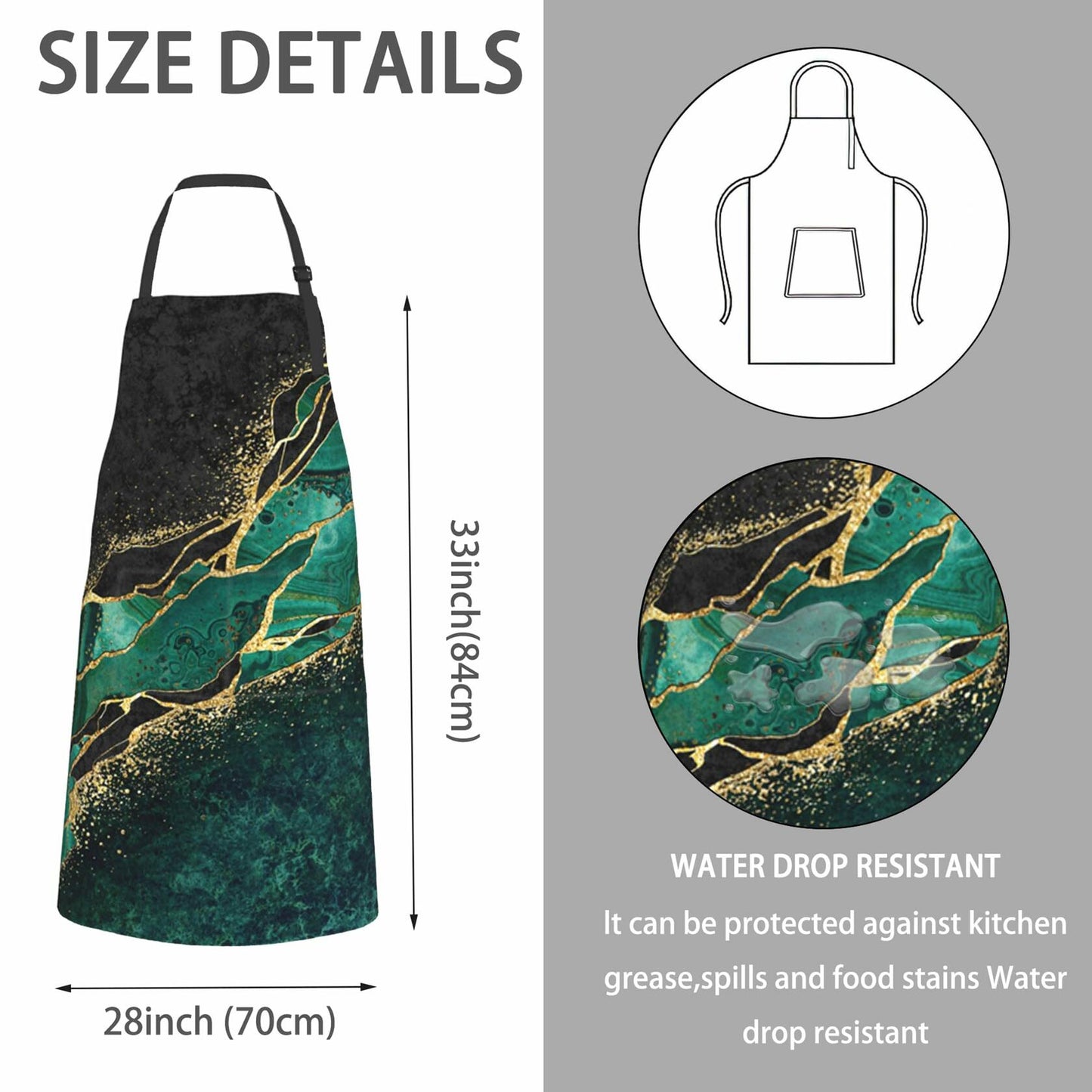 Cute Fox Cooking Apron Waterproof Bib Apron Adjustable Neck 2 Pockets