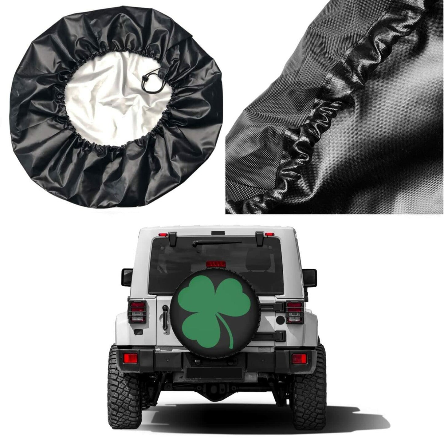 Foruidea Green Shamrock Spare Tire Cover 15” Dust-Proof RV SUV Trailer