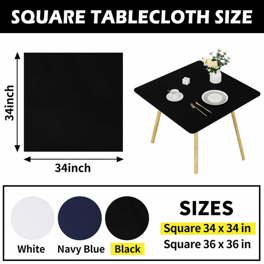 Black Fitted Square Tablecloth 34x34in Elastic Spandex Party Table Cover