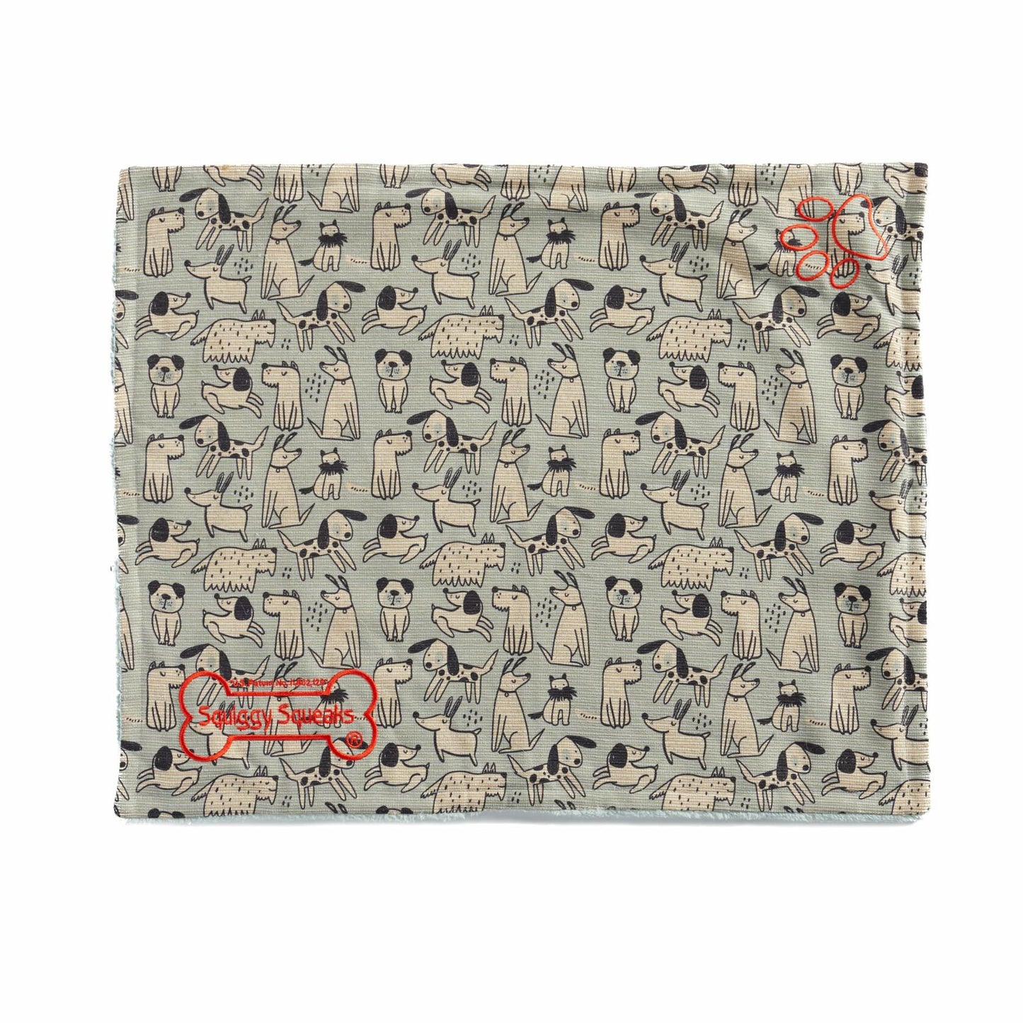 Squiggy Squeaks Dog & Cat Sleep Play Blanket Squeaky Toy 22x27in Blue/Green