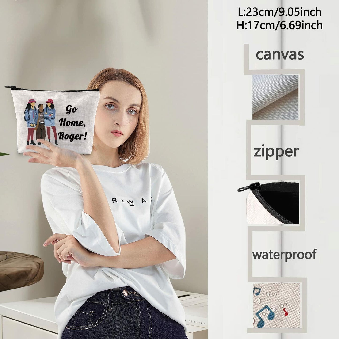 LEVLO Tia & Tamera Fans Makeup Bag Zipper Pouch Go Home Roger Gift