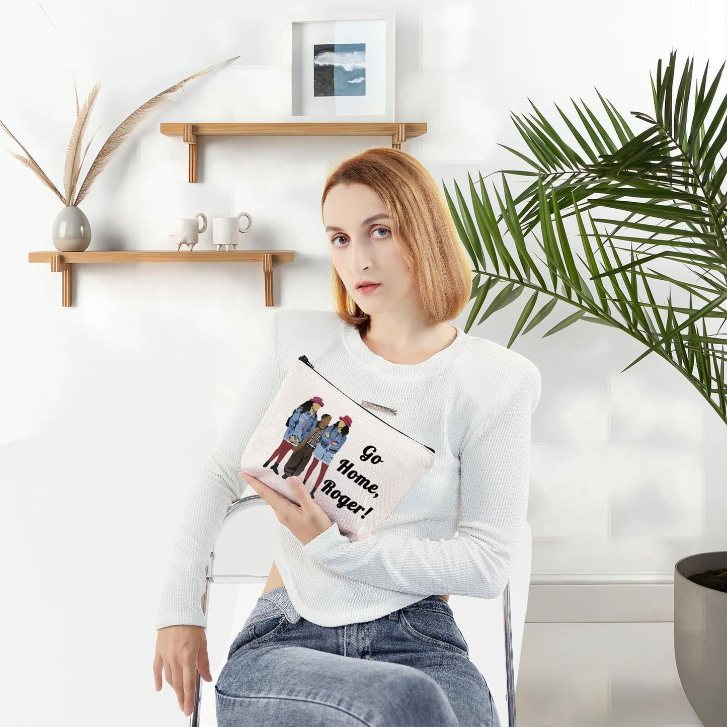 LEVLO Tia & Tamera Fans Makeup Bag Zipper Pouch Go Home Roger Gift