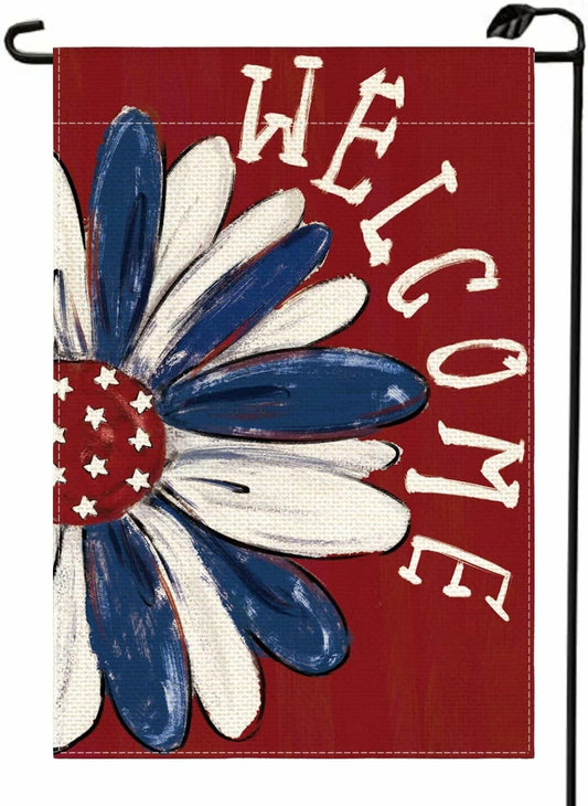 HIUCUS 4th of July Patriotic Garden Flag 12x18 Inch Double-Sided Outdoor
