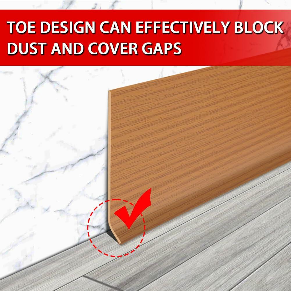 FONUNO 4” x 60ft Vinyl Wall Baseboard Trim Flexible Self-Adhesive Black Walnut