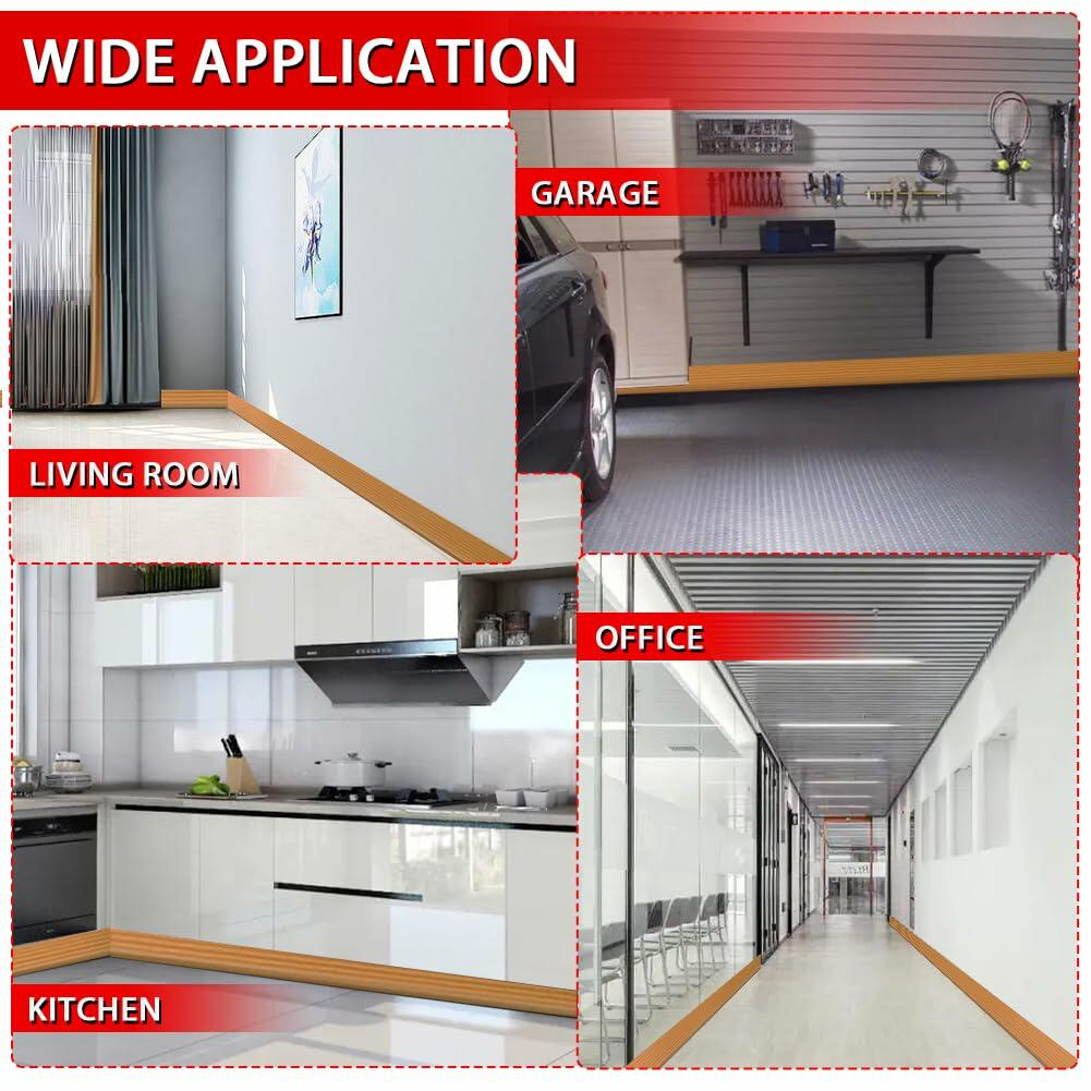 FONUNO 4” x 60ft Vinyl Wall Baseboard Trim Flexible Self-Adhesive Black Walnut