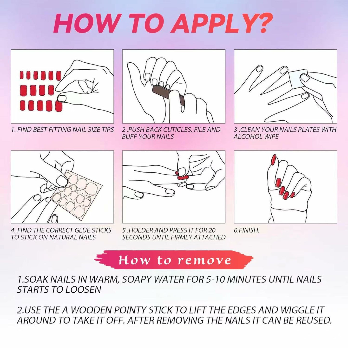 10PCS Handmade Luxury 3D Press-On Nails Reusable Hand-Painted Gel Kit CL-9006-L