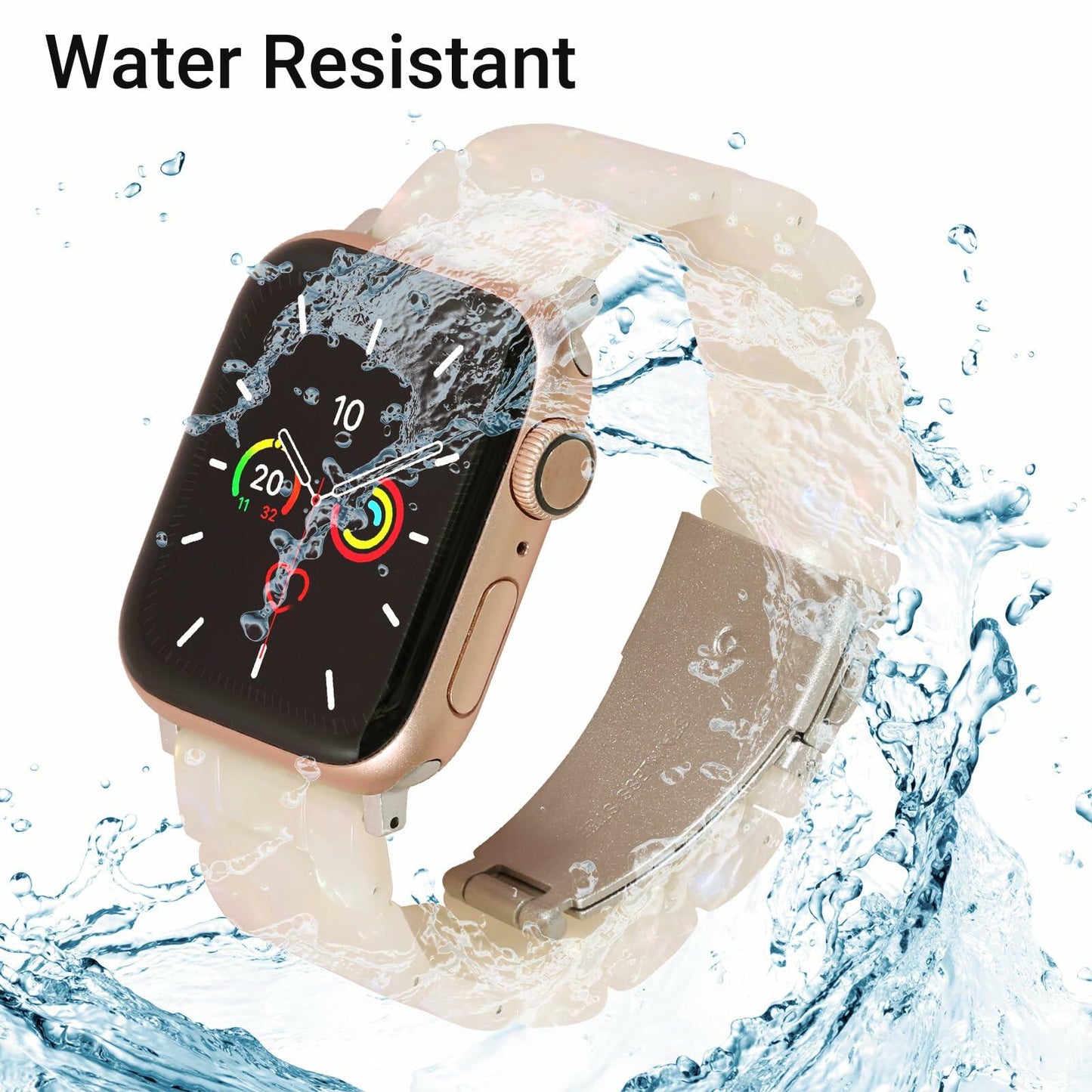 MAIRUI Resin Watch Band for Apple Watch 38-41mm Series 1-9 SE Iridescent White