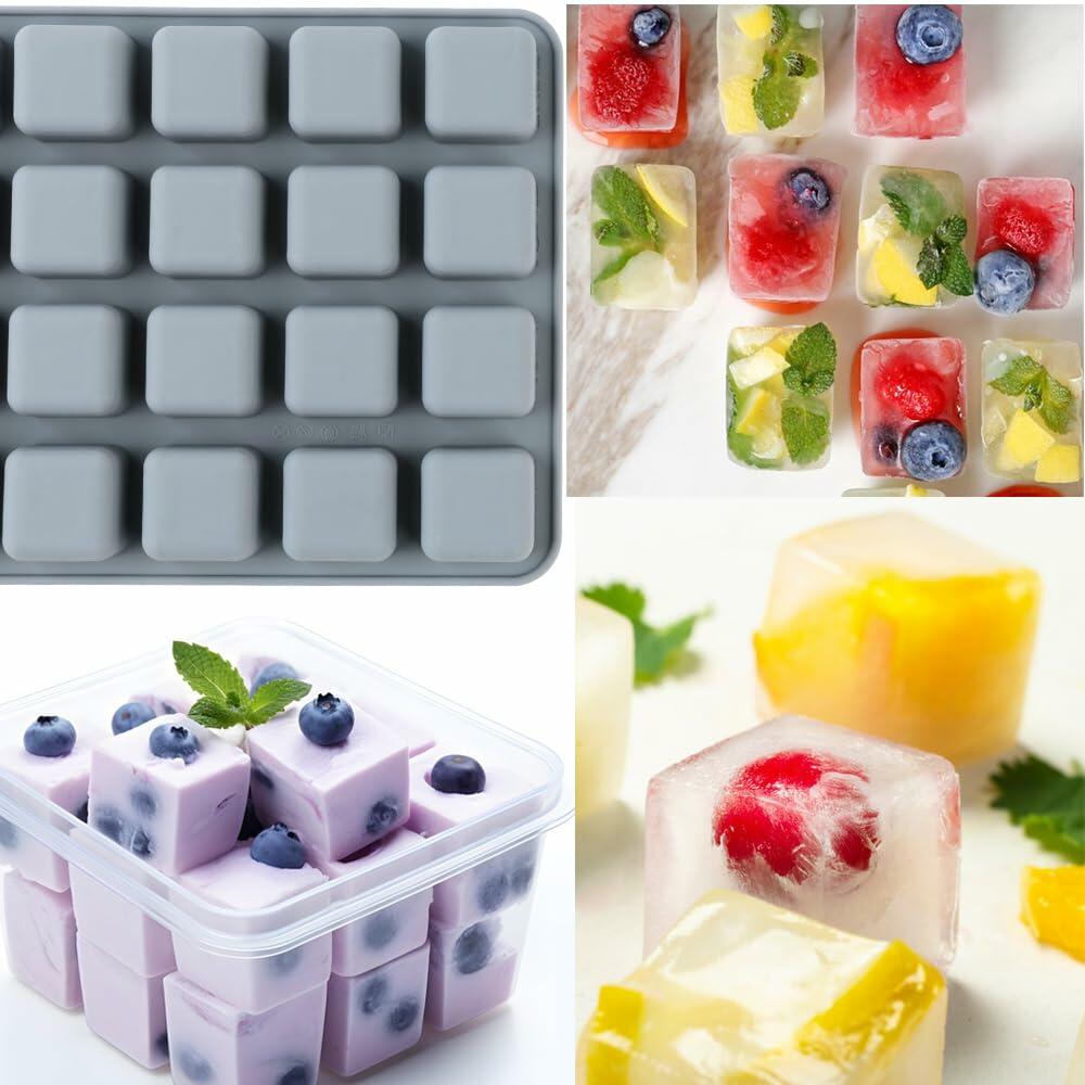 AILEHOPY 3-Pack Silicone Cube Ice Tray 28 Large Square Molds for Whiskey