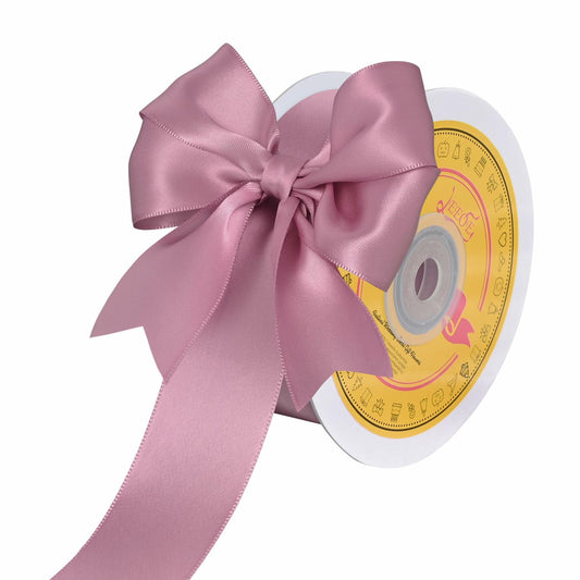 LEEQE Double-Face Rose Mauve Satin Ribbon 1.5" x 25 Yards Gift Wrapping