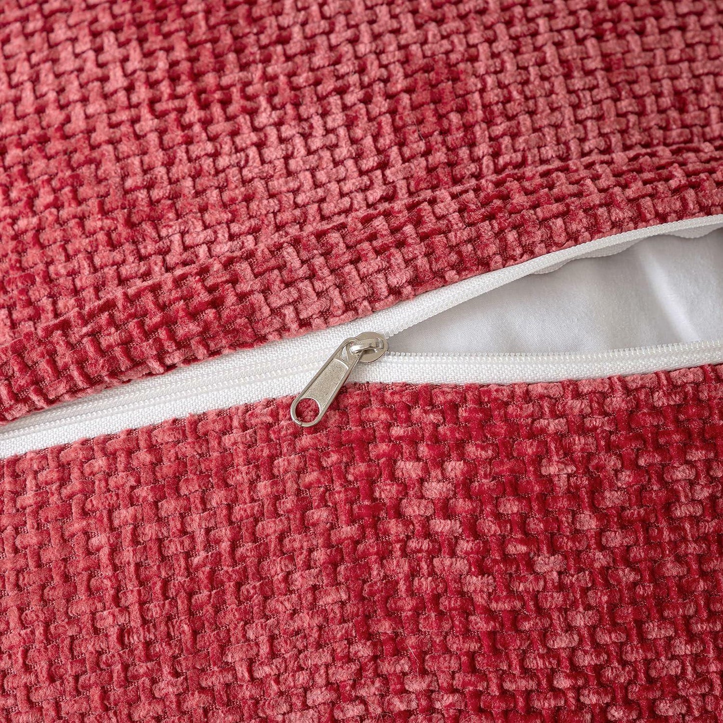 Woaboy 2-Pack Red Decorative Pillow Covers 18x18in Chenille Throw Pillows