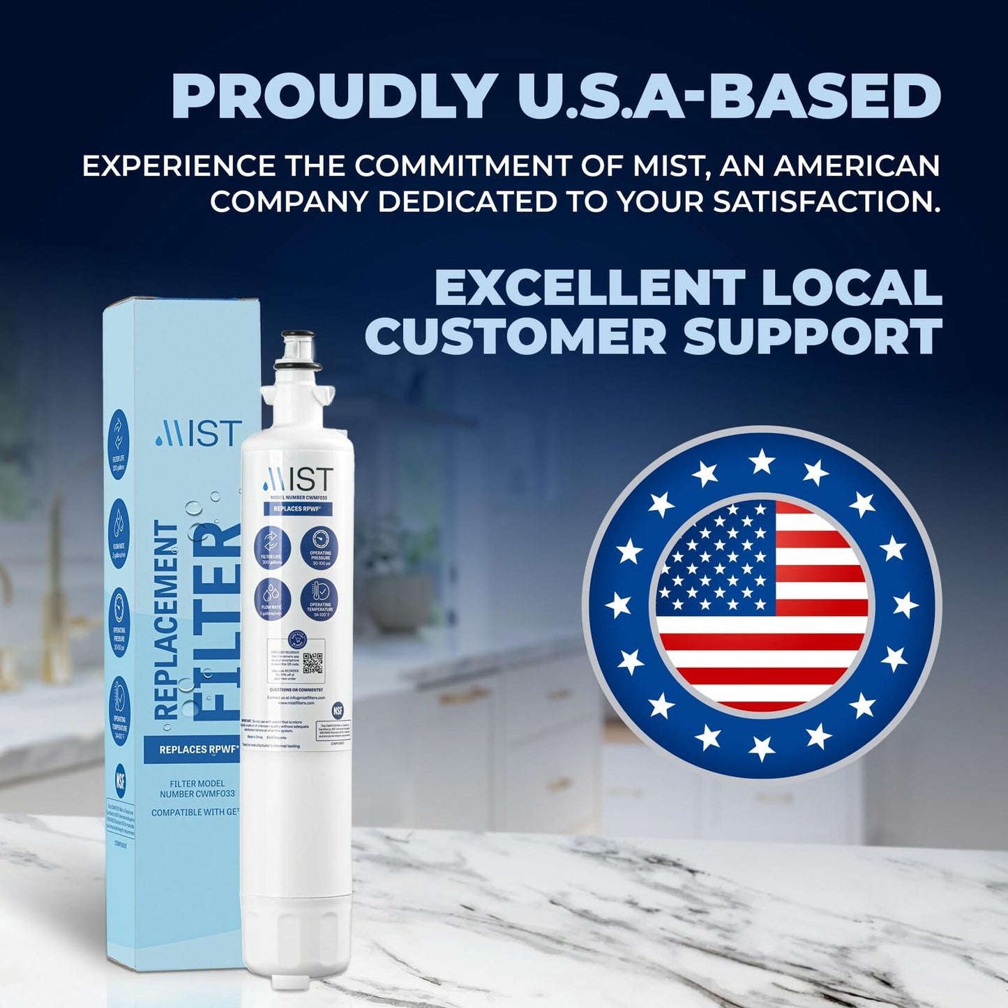 Mist RPWF 2-Pack Refrigerator Water Filter Compatible with GE RPWF RWF1063