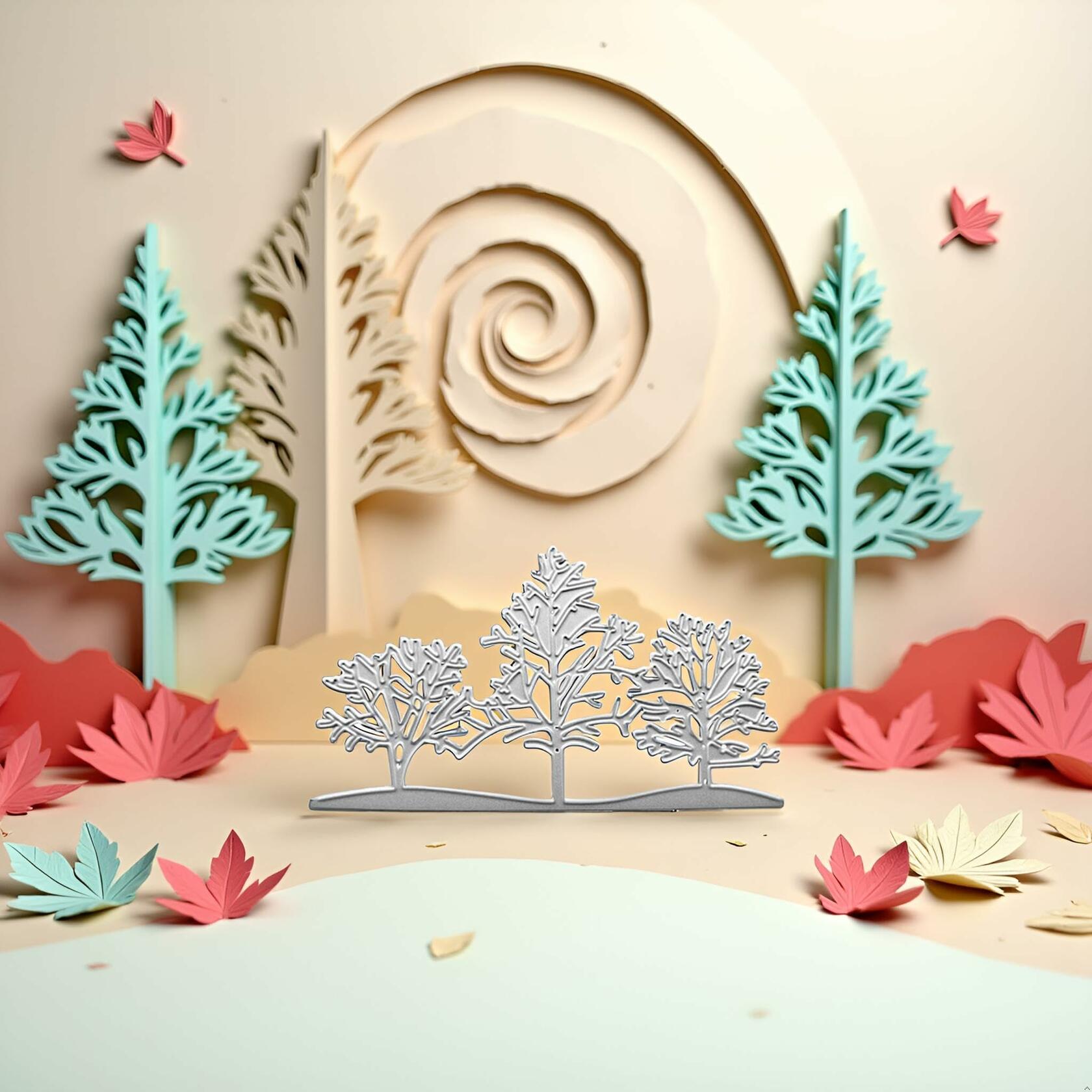 3PCS Silver Tree Metal Cutting Dies Stencils Card Scrapbooking Embossing DIY