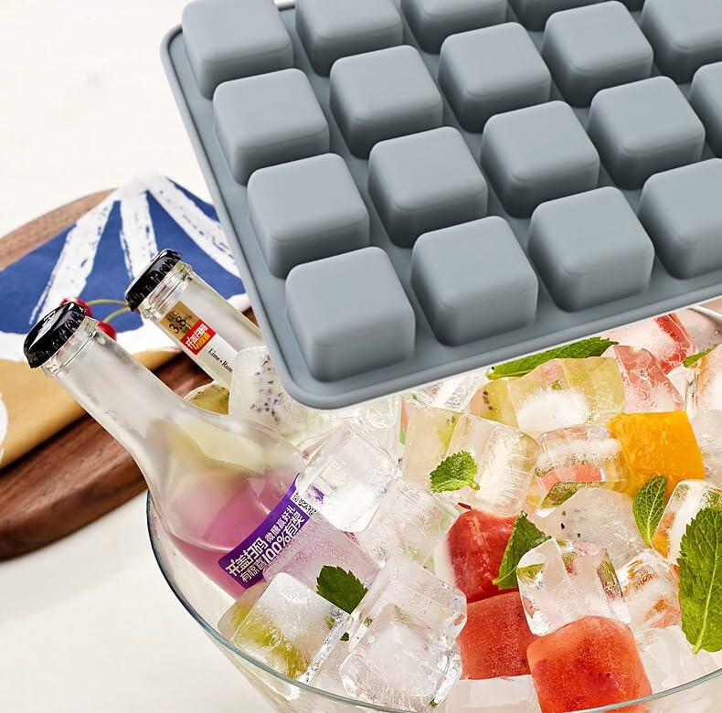 AILEHOPY 3-Pack Silicone Cube Ice Tray 28 Large Square Molds for Whiskey