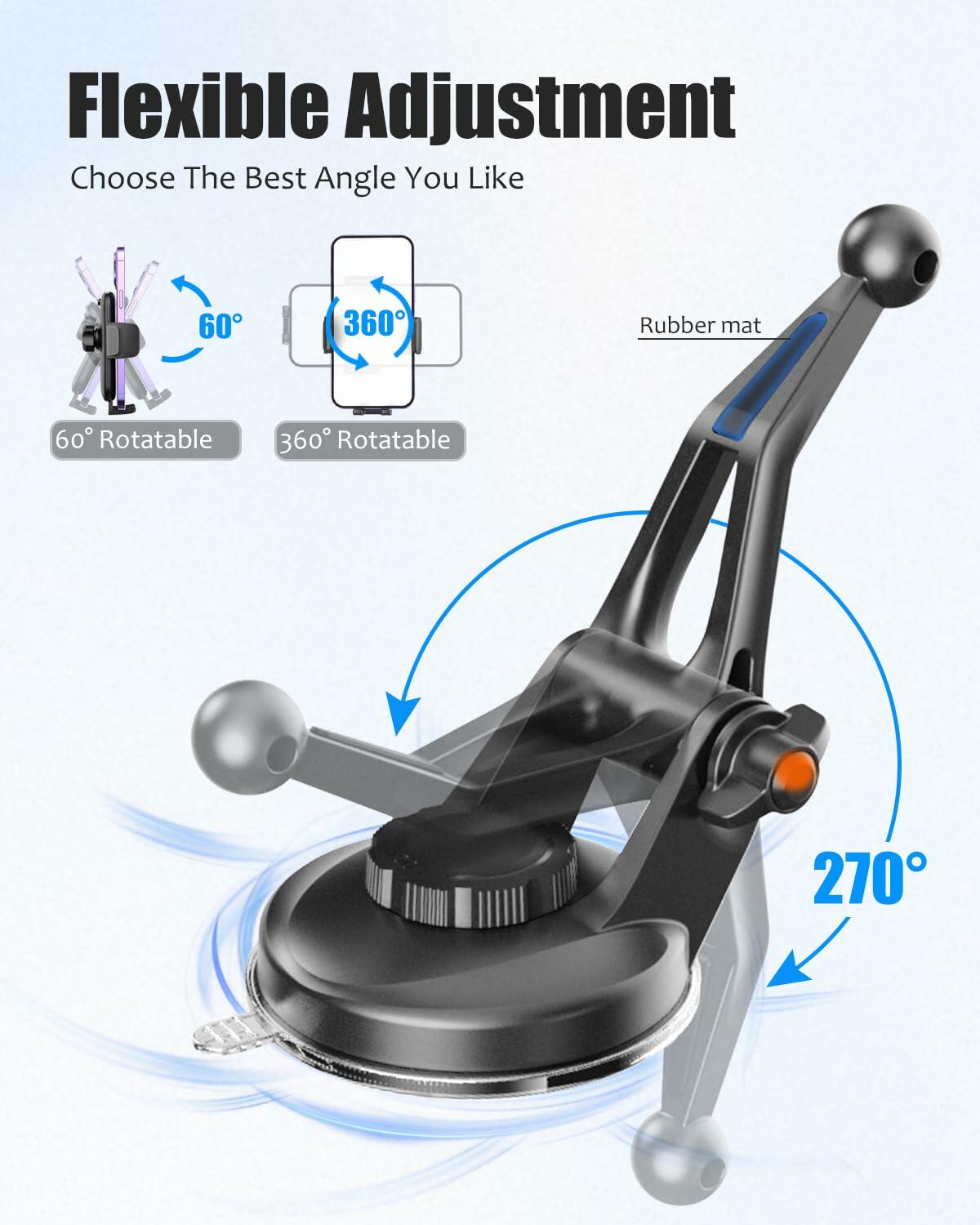 Wukanleng Suction Cup Phone Mount for Tesla Model 3/Y/S/X, 360° Rotating Holder