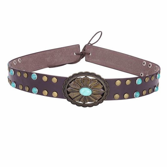 Whistlone Handmade Embroidery Hat Band Studded Sapphire Rivets Cowboy Fedora