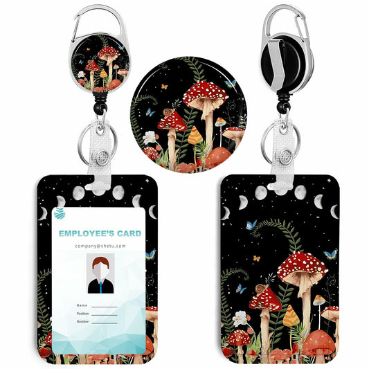Mushroom ID Badge Holder Heavy Duty Retractable Clip Reel for School & Office