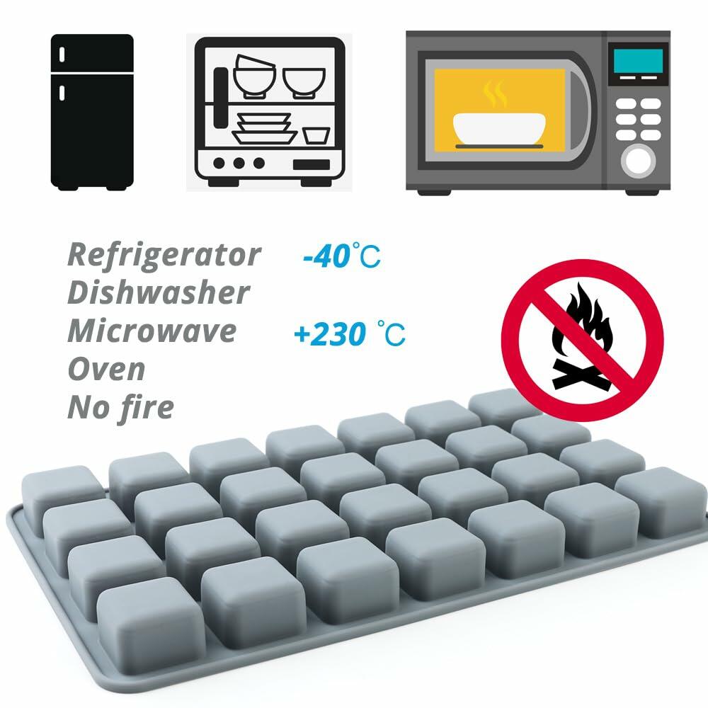 AILEHOPY 3-Pack Silicone Cube Ice Tray 28 Large Square Molds for Whiskey