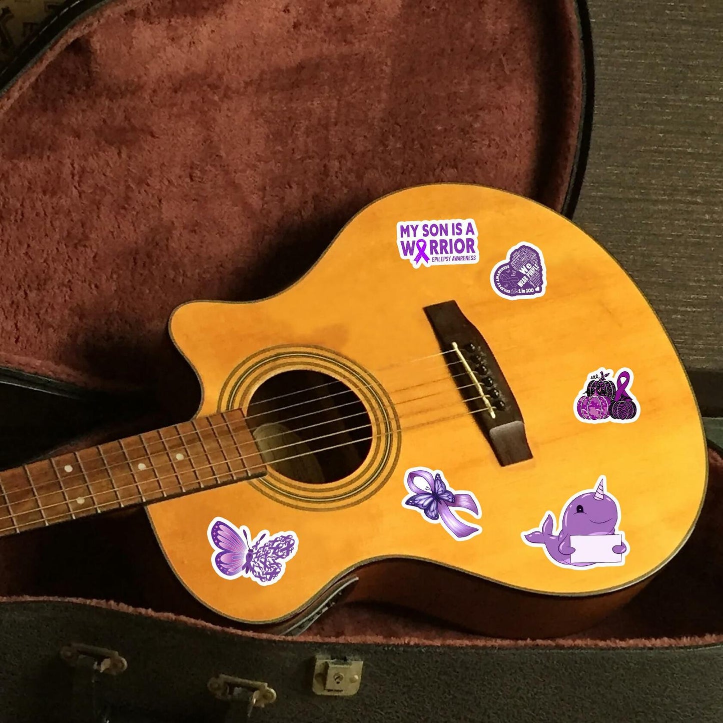 BIGZORO 50PCS Epilepsy Awareness Stickers Ribbon Vinyl Decals Waterproof