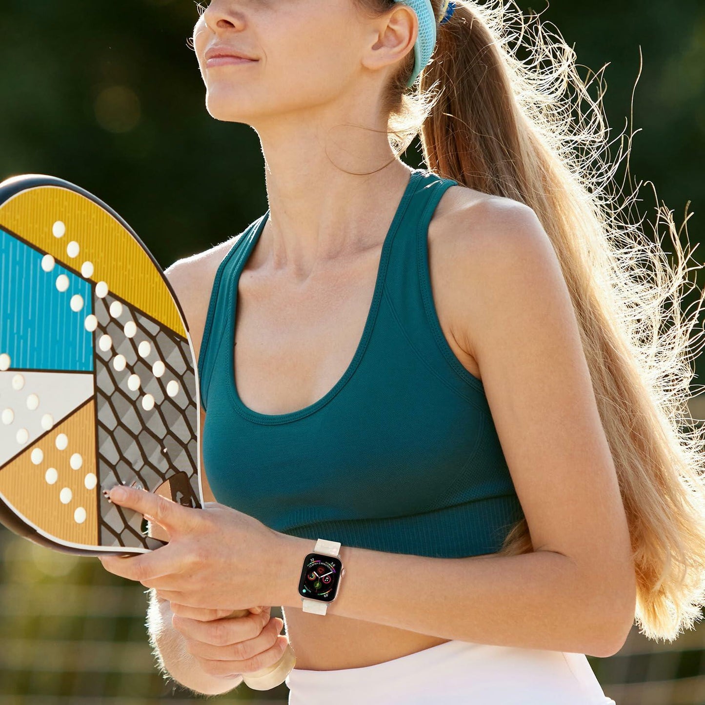 MAIRUI Resin Watch Band for Apple Watch 38-41mm Series 1-9 SE Iridescent White