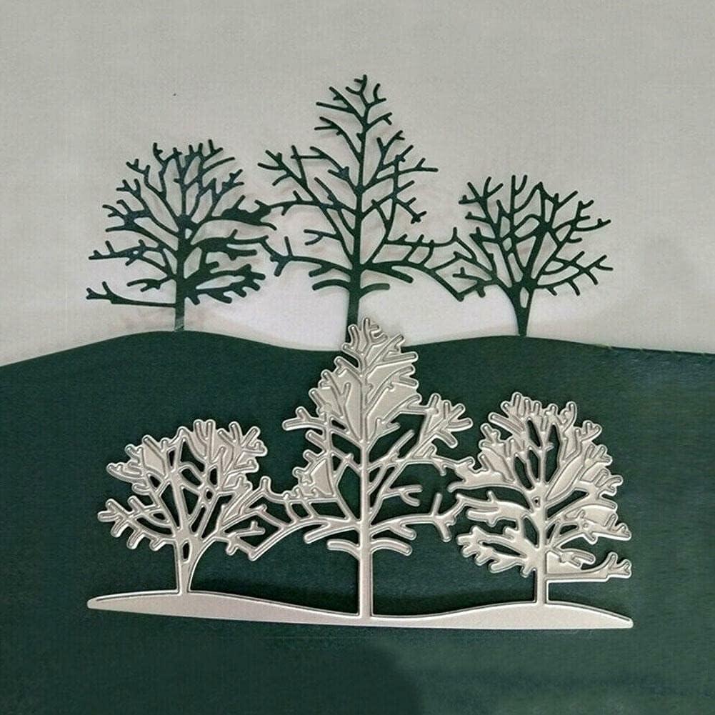 3PCS Silver Tree Metal Cutting Dies Stencils Card Scrapbooking Embossing DIY