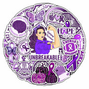 BIGZORO 50PCS Epilepsy Awareness Stickers Ribbon Vinyl Decals Waterproof